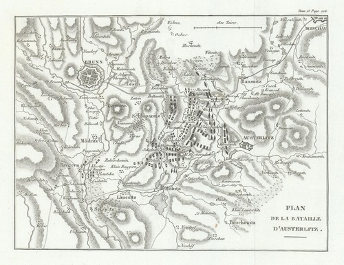 Plan of the Battle of Austerlitz—Slavkov u Brna—Brno—Czech Republic 1819 map