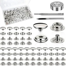 HEAVY DUTY 200pc 15mm Marine Snap Buttons Kit Rustproof Tool Set