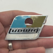 VINTAGE LUDWIG 1970 s 70 s BLUE And OLIVE Drum BADGE Pointy Original Part 1978