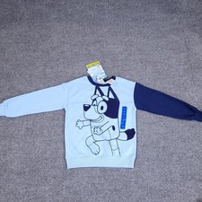 Bluey Boys Size 7 Sweatshirt NWT Light Blue Navy Graphic Crewneck Pullover