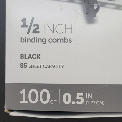 OFFICE DEPOT 1/2'' BINDING COMBS BLACK 85 SHEET CAPACITY 100 COUNT 535-192 BLACK