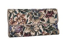 Vintage Needlepoint Wallet Floral Kiss Lock Coin Pocket