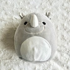 Squishmallows Irving the Rhino Rhinoceros 8 Gray White Zoo Squad Plush RETIRED