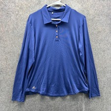 Adidas Polo Shirt Womens Medium Blue Long Sleeve Performance Athletic Stretch