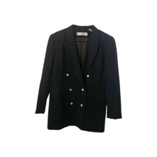 Vintage Valerie Stevens Double Breasted Blazer Black Blazer Gold Buttons Sz 6