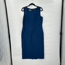 Talbots Petites 100% Silk Sleeveless Sheath Dress 12P Blue Classic Formal