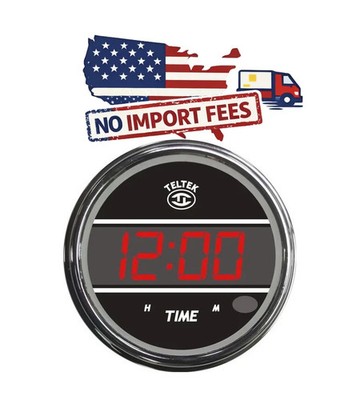 Teltek Red Digital 12/24 Hour Clock Gauge for 2006 & Newer Pet rbilt- Made in US