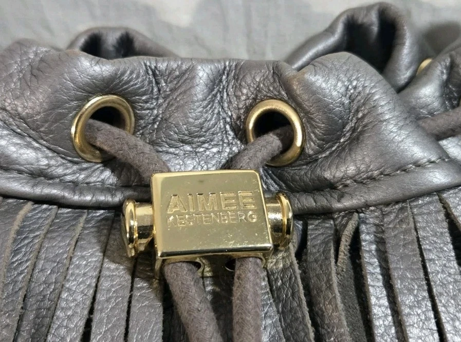 Bolso Bandolera Aimee Kestenberg Gris Peltre Cuero Flecos Boho Western Chic Foto 4 de 4