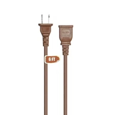 Jplenty in Door Extension Cord 6FT 2 Prong Extension Cord Brown for Indoor Us...