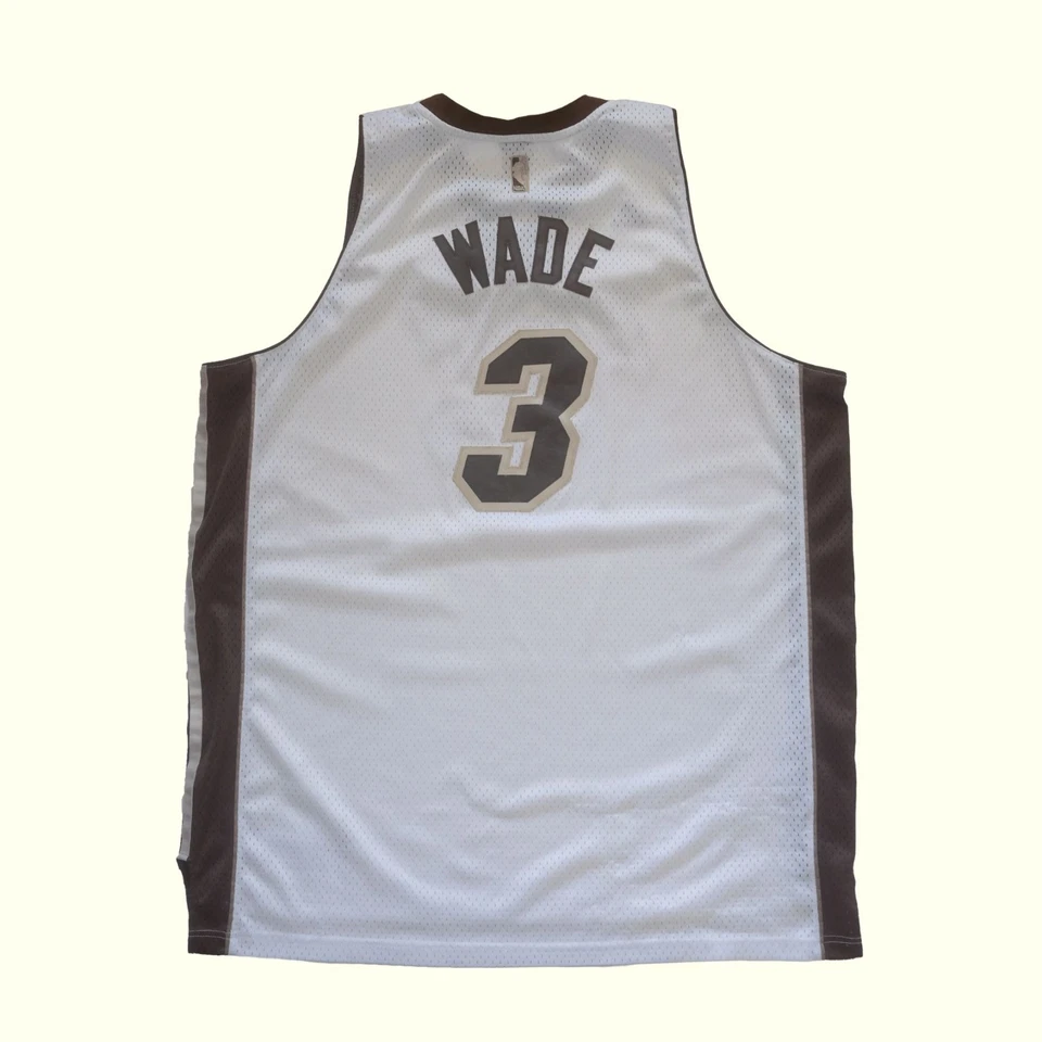 NBA ADIDAS VTG Y2K RETRO MIAMI HEAT DWYANE WADE BASKETBALL BROWN JERSEY SZ 3XL - Image 3 of 4