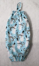 PLASTIC GROCERY BAG HOLDER -KITCHEN-LAUNDRY-GARAGE STORAGE - SNOWMEN ON BLUE