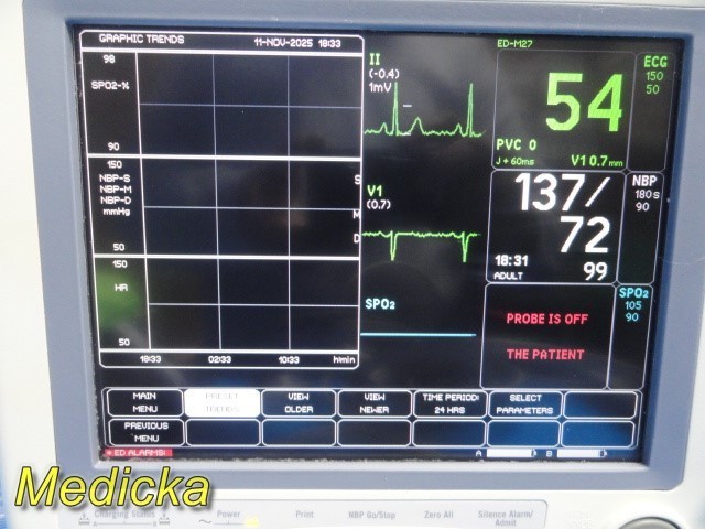 GE Dash 4000 Monitor (T/CO, SpO2, ECG, NBP) W/ 2x Batteries & NEW Leads ...