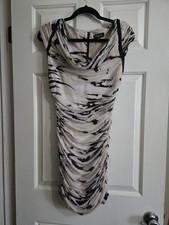 Bebe Women's Cap Sleeve Dress Black and White Zebra Mini Size Medium