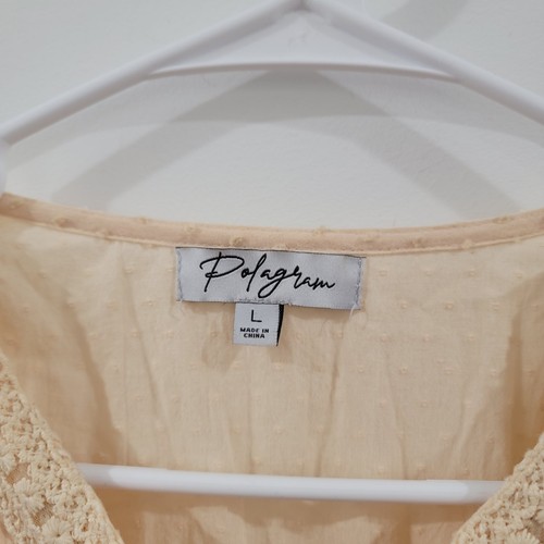 Polagram Womens Dress Size Large Knee Length Embroidered Peach Milkmaid Cottage - Picture 4 of 7