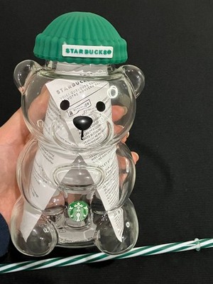 Starbucks Bearista Bear Glass Cold Cup Holiday Limited Edition Collectible Gift
