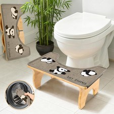 Bamboo Toilet Stool Foldable, 7 in Poop Stool with Removable Cushion