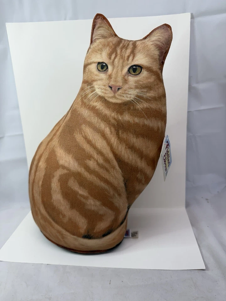 NUEVO CON ETIQUETAS Tela De Colección Adeline Halvorson Naranja Gato atigrado Tope de puerta Peso Gatito Foto 2 de 4