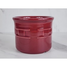 Longaberger Pottery Salt Crock 4" Woven Traditions Made In USA Color Red