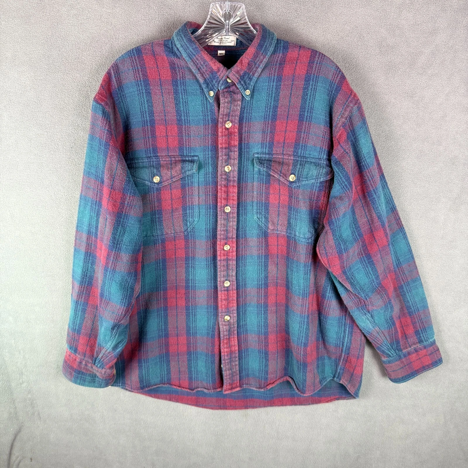 Vintage Brawney Flannel Mens Heavyweight Flannel Shirt Work Outdoor Plaid XL