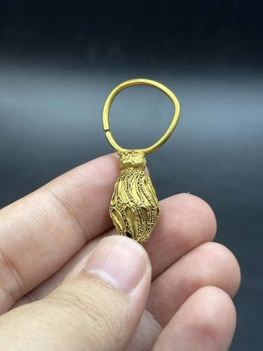 Hermoso pendiente griego antiguo de oro de 18 quilates muy raro - Imagen 2 de 13