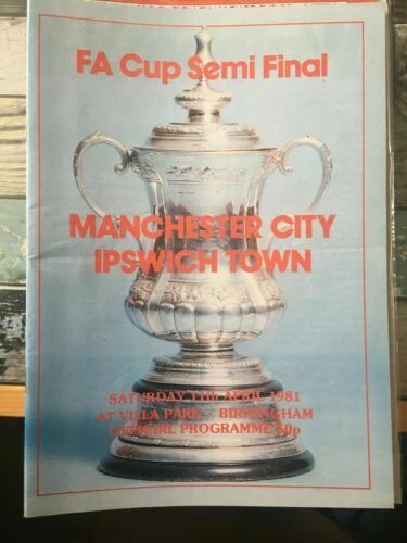 Away Teams Manchester City Football FA Cup Fixture Programmes (1980s)