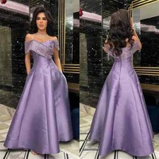 Off Shoulder Evening Dresses Beaded Sequined Backless Zipper Party Prom Gowns US
