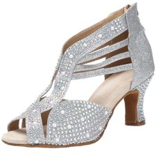 Women Rhinestone Ballroom Dance Shoes Salsa Latin Indoor Soft Sole Party Shoes