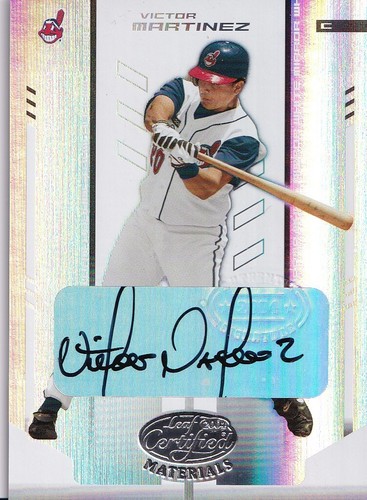 2004 Leaf Certified Materials #187 Victor Martinez Mirror Auto Blue /100 Indians
