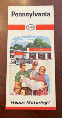 PENNSYLVANIA Atlas Map, ESSO Oil, 1965, 18'' x 32''