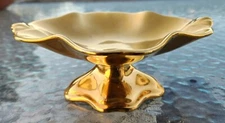 Royal Winton Grimwades Gold Pedestal Candy Tidbit Dish Tray Trinket