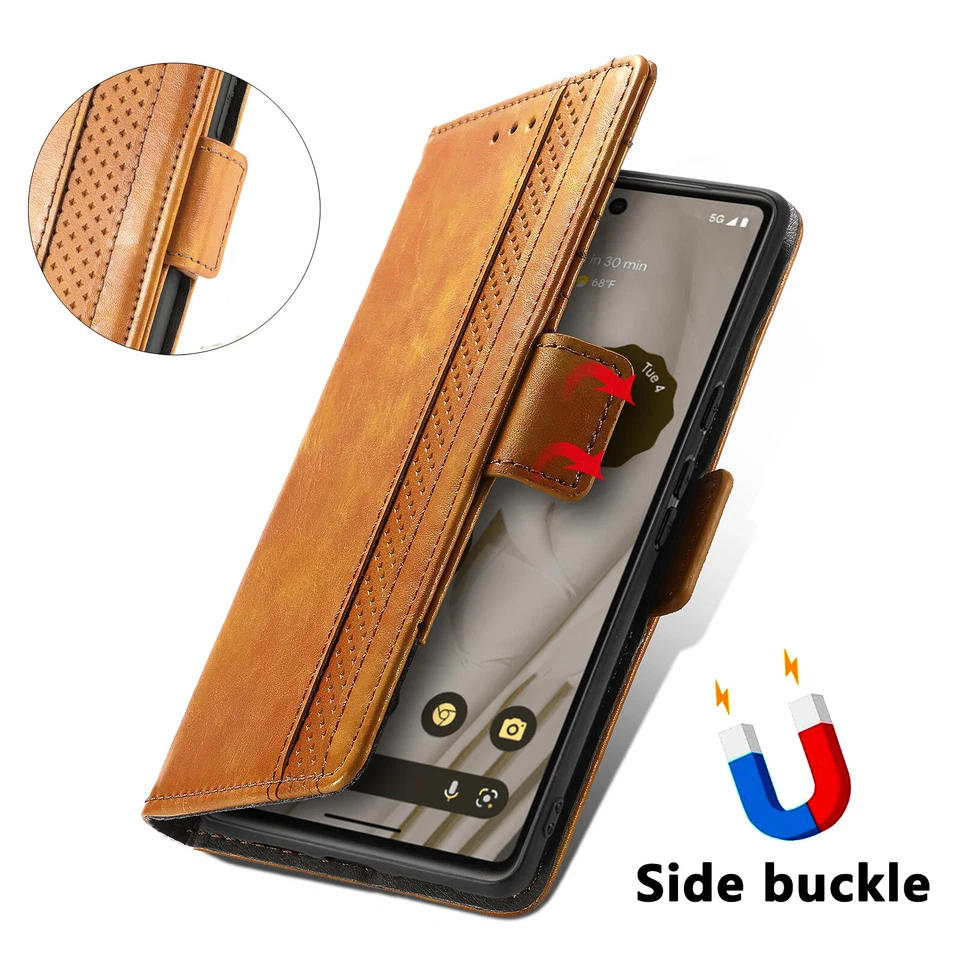 Para Google Pixel 10 Pro XL/9/8/7/6A Magnético Cuero PU Billetera Tarjeta Estuche Abatible Foto 3 de 4