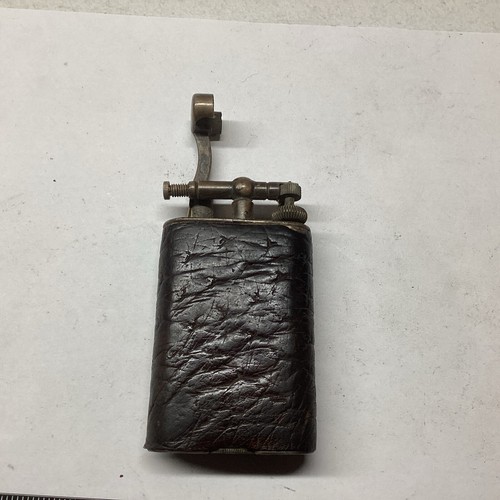 VINTAGE LIGHTER POCKET FIRE 🔥 OLD England DUNHILL BROWN LEATHER ?? 20s 143752# - Picture 14 of 23