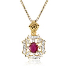 Diamond Jewelry 0.50ct Ruby Pendant 18 Karat Yellow Gold Setting Ornament Gift