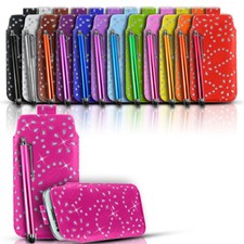 DIAMOND BLING FLIP LEATHER PULL TAB CASE COVER POUCH & PEN FOR VARIOUSE PHONE