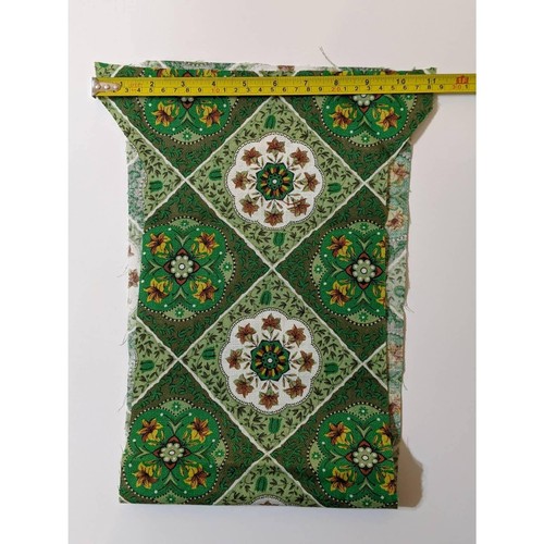 Vintage 60s Floral Medallion Barkcloth Remnants, Green Home Decor Fabric - 第 10/10 張圖片