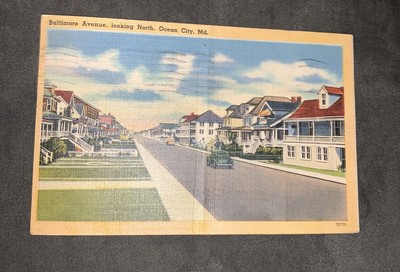 Ocean City Houses Baltimore Avenue 1940s Classic Cars Maryland Postcard