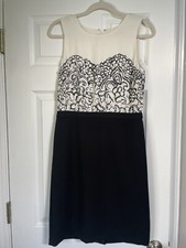 Womens Black & White Ann Taylor Sleeveless Dress Knee Length Size 4 NWT