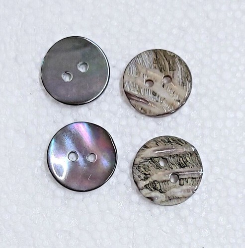 Grey Abalone Button 15mm Iridescent Shell 2 Hole Shirt Blouse Sewing Art Crafts - Picture 2 of 7