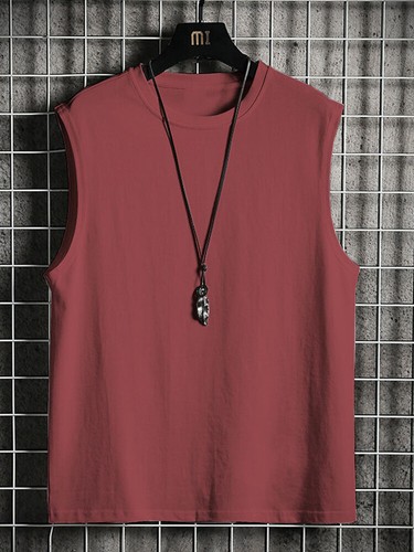 Tunic Vest T-Shirt Tank Tops Tees Men Sleeveless Muscle Solid Blank Gym / - Picture 6 of 18
