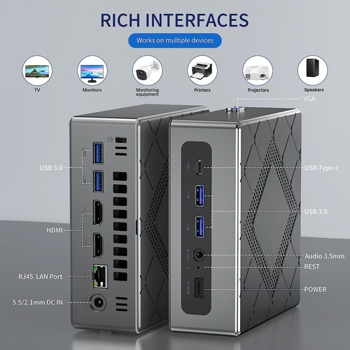Kamrui Mini PC:Intel i5-12450H,16GB DDR5,512GB SSD,4K Triple Display, Win 11 Pro - Picture 6 of 8