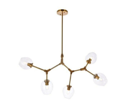 Chandelier Foyer Living Dining Room Brass Pendant Ceiling Lighting 5 Light 42.5''