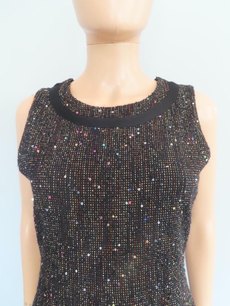 NWT Oscar de la Renta Black/Sequin Detail Sleeveless Sweater