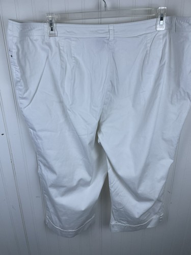 New Directions Weekend Womens White Flat Front Regular Fit Capri Pants Size 24W - 第 4/10 張圖片