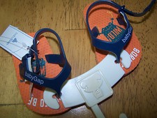 NWT Baby Gap Orange and Navy Blue FLIP FLOP SANDALS with HEEL STRAP 0-3 mo baby
