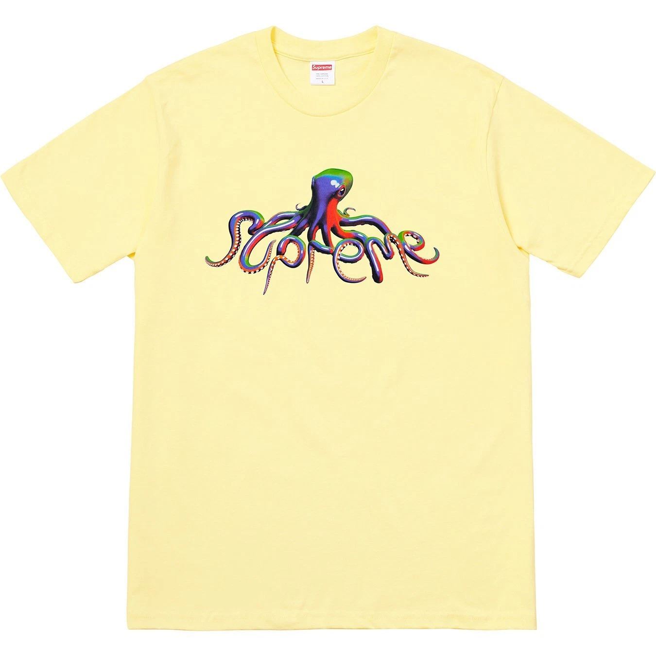 NEUF T shirt Supreme Tentacles jaune pâle SS18 2018 taille M moyen