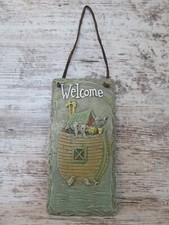 NOAH'S ARK 7" Resin Wall Art Hanging Plaque WELCOME Sign Playroom Baby Nursery