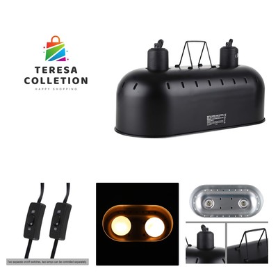 15inch Light Fixture, Max 150W Dual Reptile Heat Lamp Fixture with Separate S...