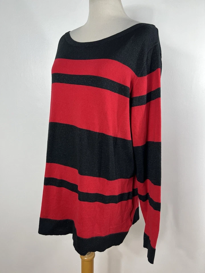 Camisa Jones New York 1X malha listra preta vermelha leve manga longa J6 - Imagem 4 de 4