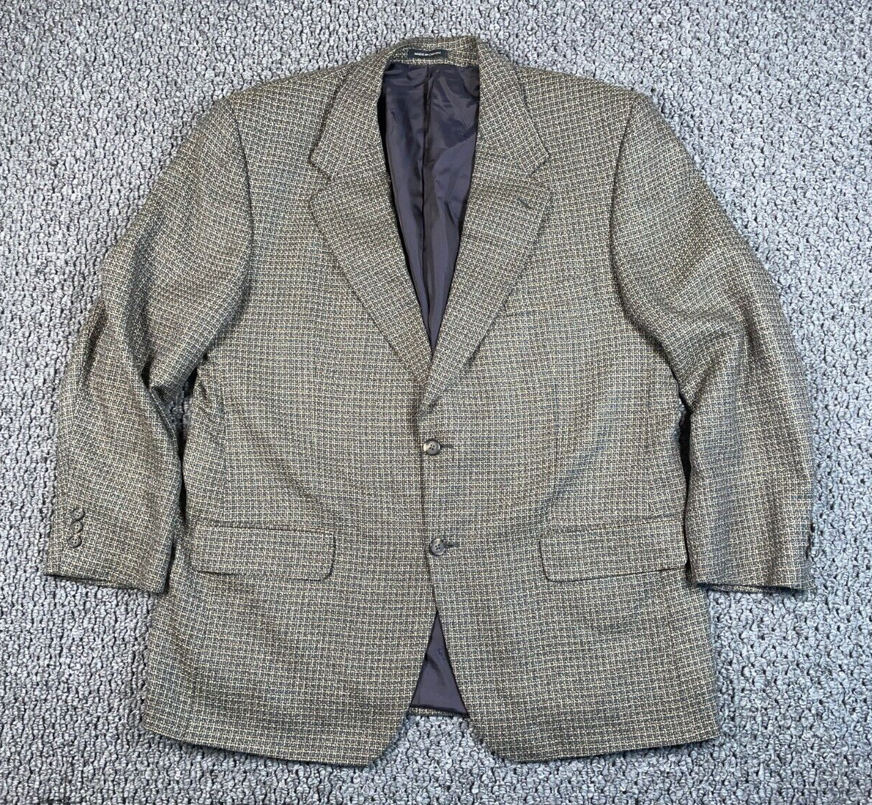 Giacca Cappotto Sportivo Vintage Yves Saint Laurent 2 Bottoni Uomo 48 Lana di Seta Strutturata
