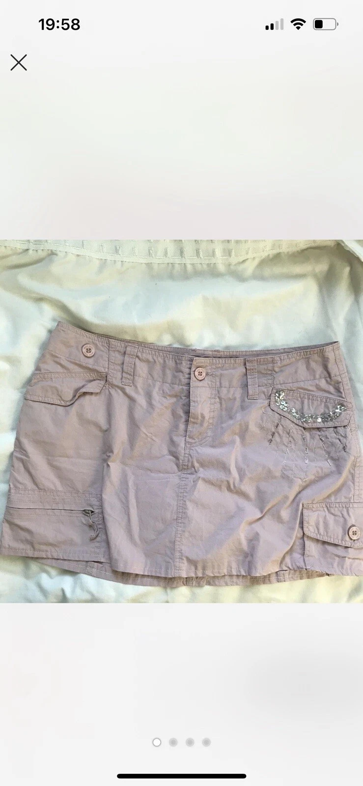 Ladies vintage paid pink embroidered mini Skirt 12
